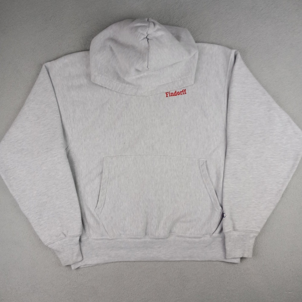 Champion Hoodie Mens Medium Premium Reverse Weave Findorff Logo Gray S101
